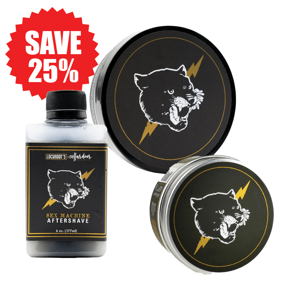 Menage Et Trois Bundle - Sex Machine Shave Soap, Pomade, and Aftershave - Lockhart's Authentic Grooming Company, LLC