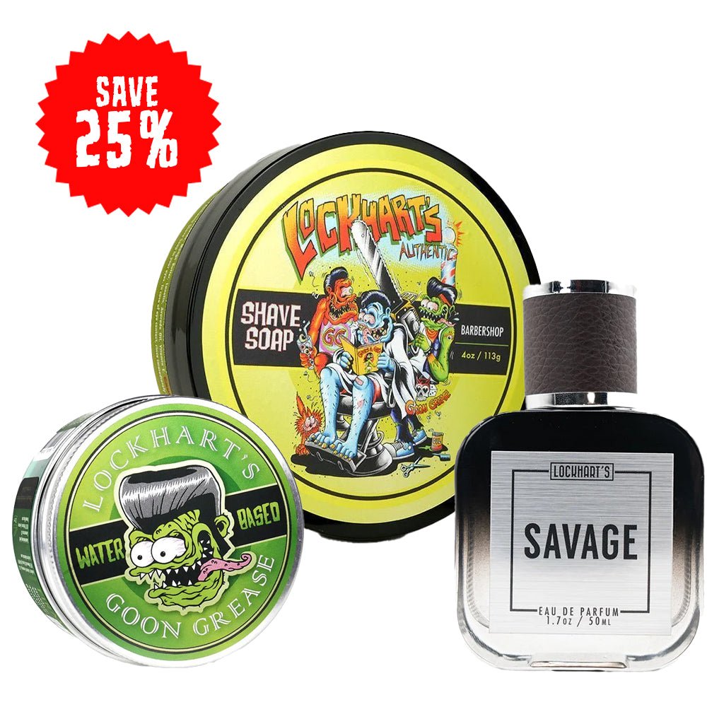 Savage Trio Bundle - Savage EDP, Barbershop Shave Soap, Water Based Goon Grease - Lockhart's Authentic Grooming Company, LLC
